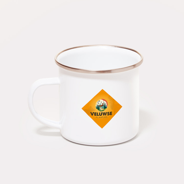 Veluwe emaille mok met logo