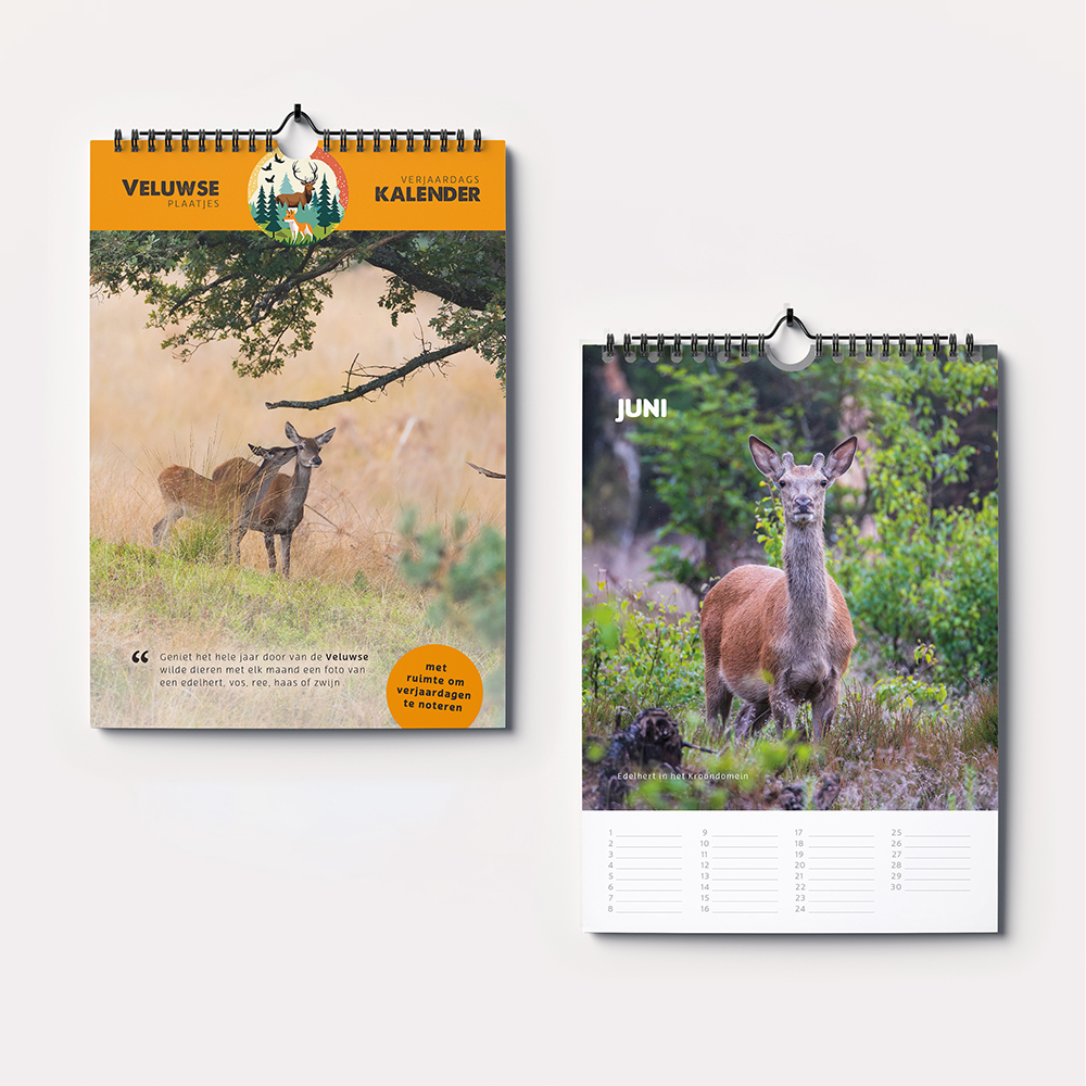 Verjaardagskalender met foto's van de wilde dieren van de Veluwe
